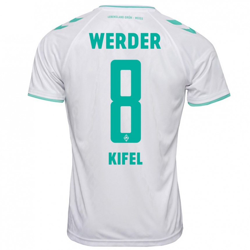 Kinder Fußball Denis Kifel #8 Weiß Auswärtstrikot Trikot 2023/24 T-Shirt Luxemburg