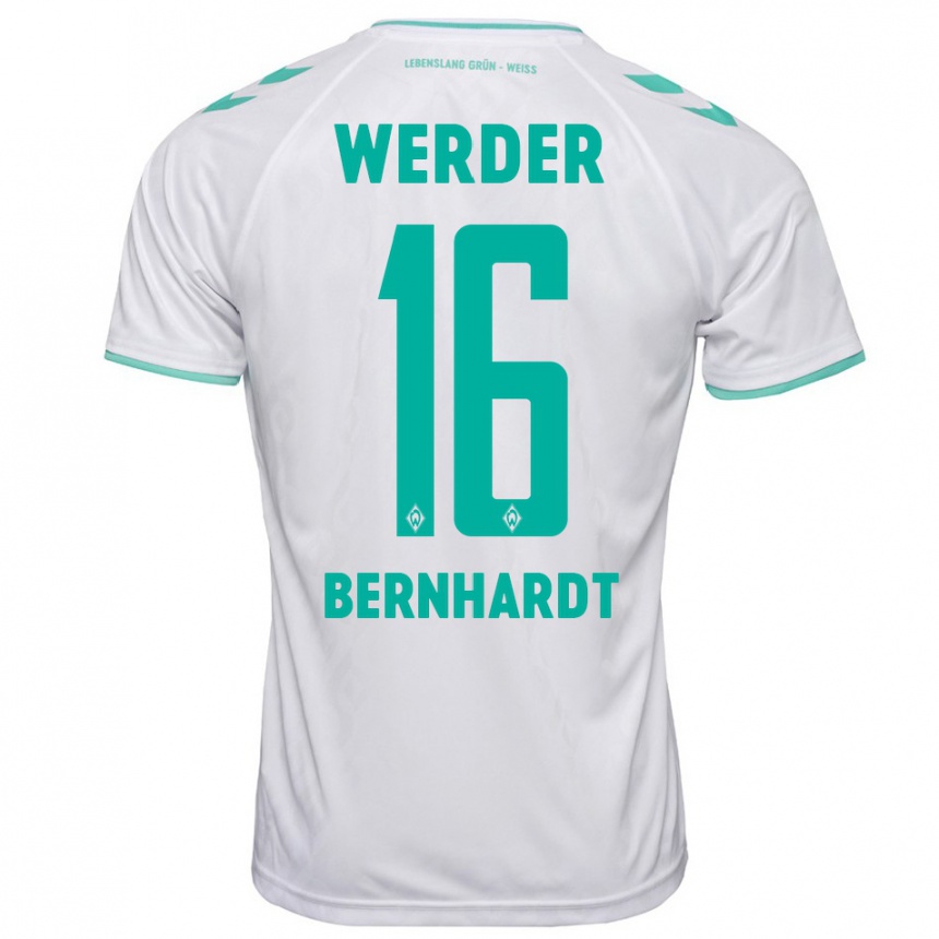 Kinder Fußball Emilie Bernhardt #16 Weiß Auswärtstrikot Trikot 2023/24 T-Shirt Luxemburg