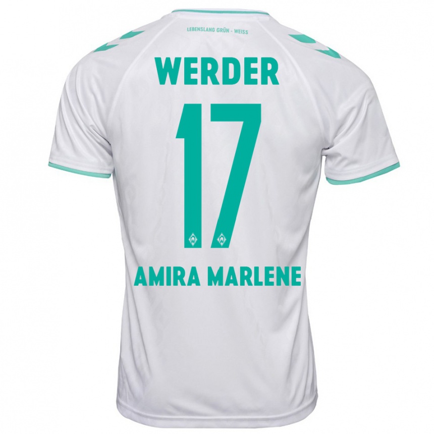 Kinder Fußball Amira Marlene Dahl #17 Weiß Auswärtstrikot Trikot 2023/24 T-Shirt Luxemburg