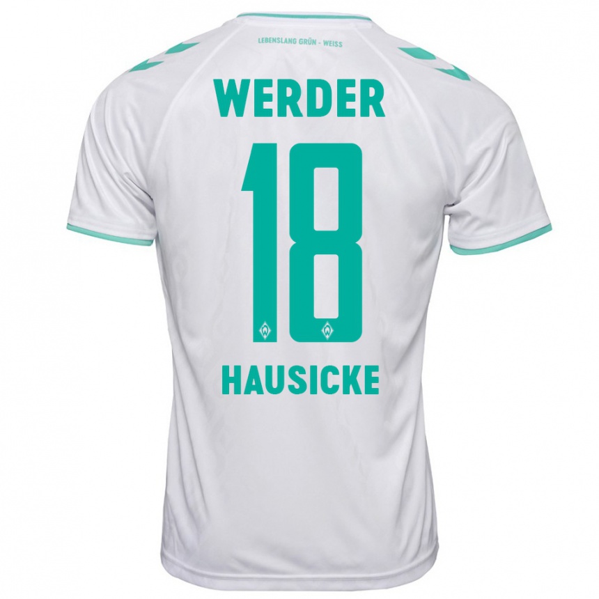 Kinder Fußball Lina Hausicke #18 Weiß Auswärtstrikot Trikot 2023/24 T-Shirt Luxemburg