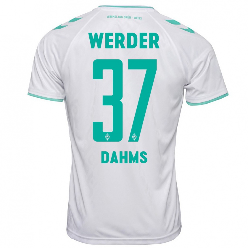 Kinder Fußball Lena Dahms #37 Weiß Auswärtstrikot Trikot 2023/24 T-Shirt Luxemburg