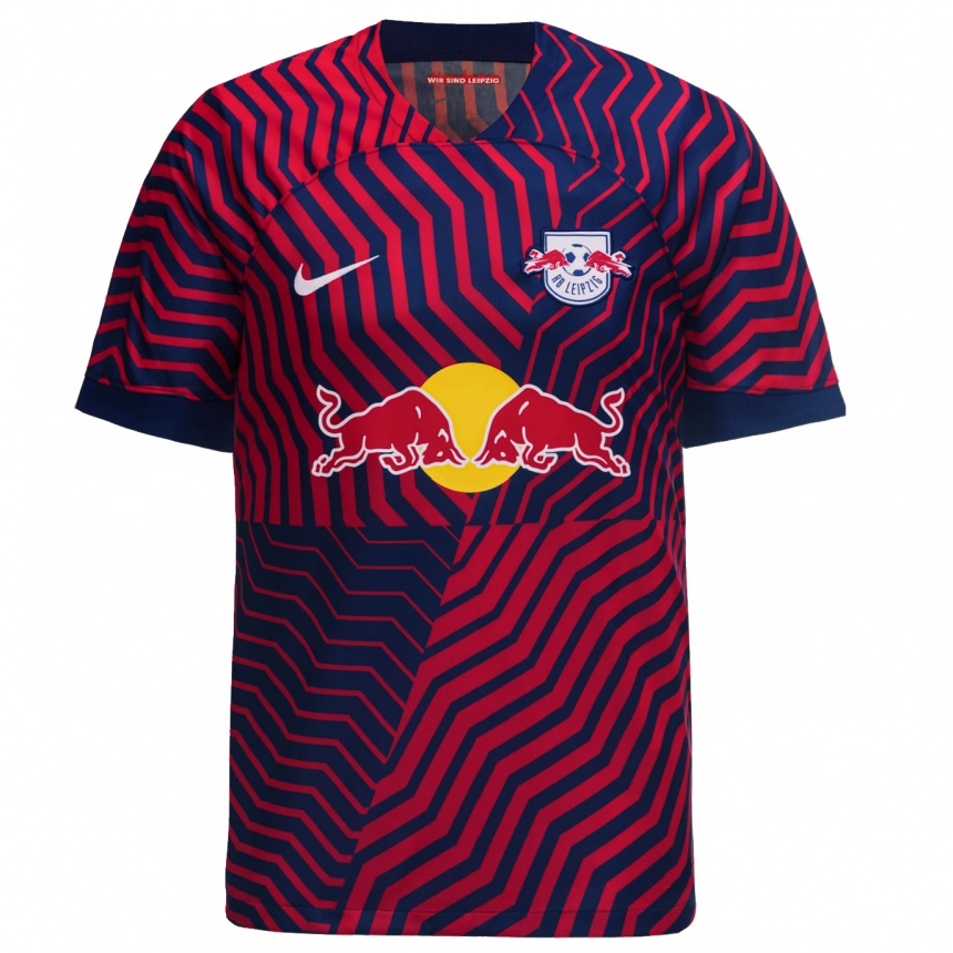 Kinder Fußball El Chadaille Bitshiabu #5 Blau Rot Auswärtstrikot Trikot 2023/24 T-Shirt Luxemburg