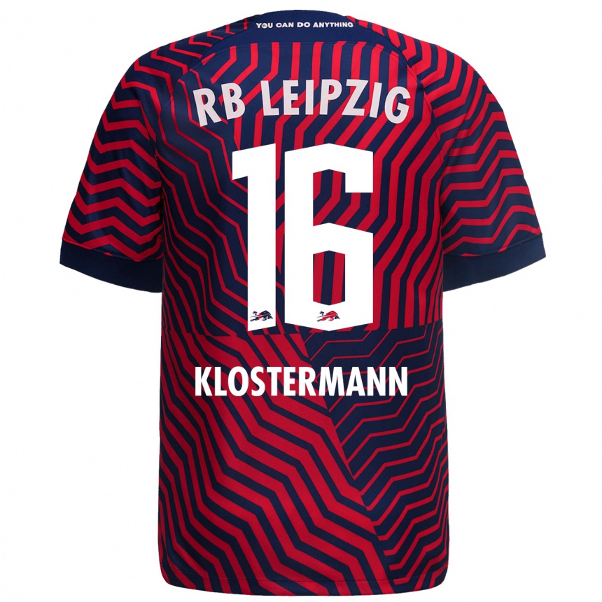 Kinder Fußball Lukas Klostermann #16 Blau Rot Auswärtstrikot Trikot 2023/24 T-Shirt Luxemburg