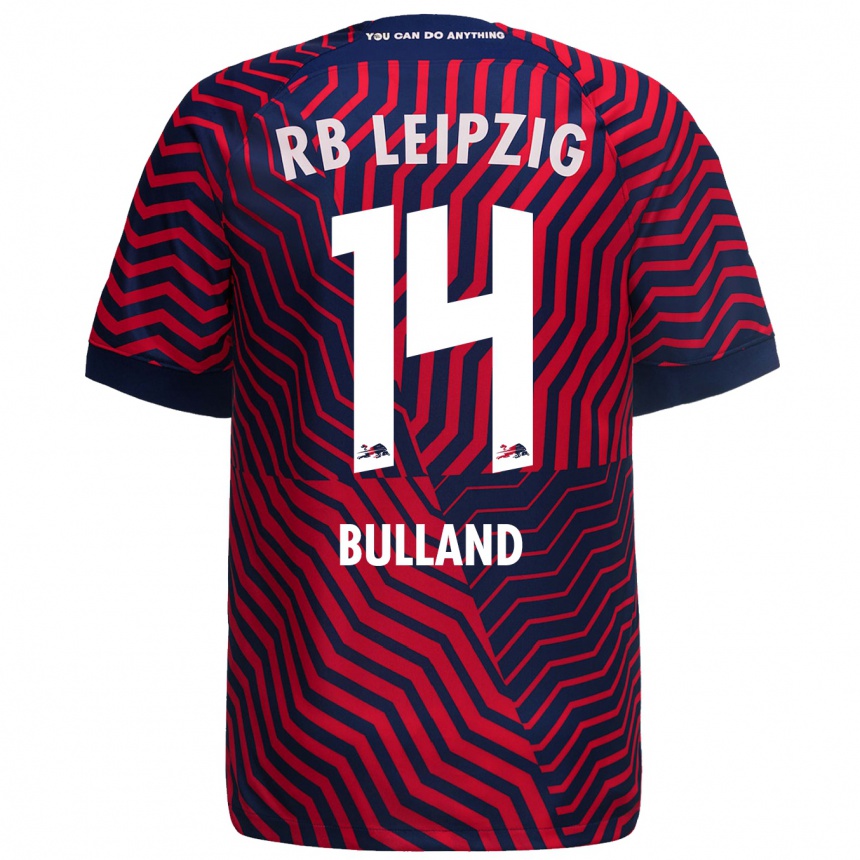 Kinder Fußball Anton Bulland #14 Blau Rot Auswärtstrikot Trikot 2023/24 T-Shirt Luxemburg