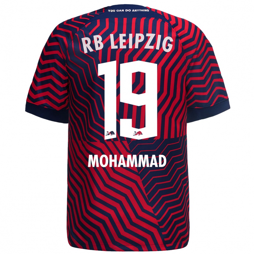 Kinder Fußball Sammy Mohammad #19 Blau Rot Auswärtstrikot Trikot 2023/24 T-Shirt Luxemburg