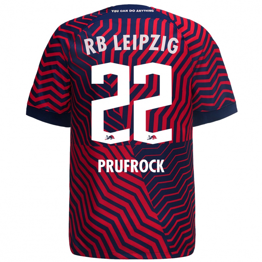 Kinder Fußball Silas Prüfrock #22 Blau Rot Auswärtstrikot Trikot 2023/24 T-Shirt Luxemburg