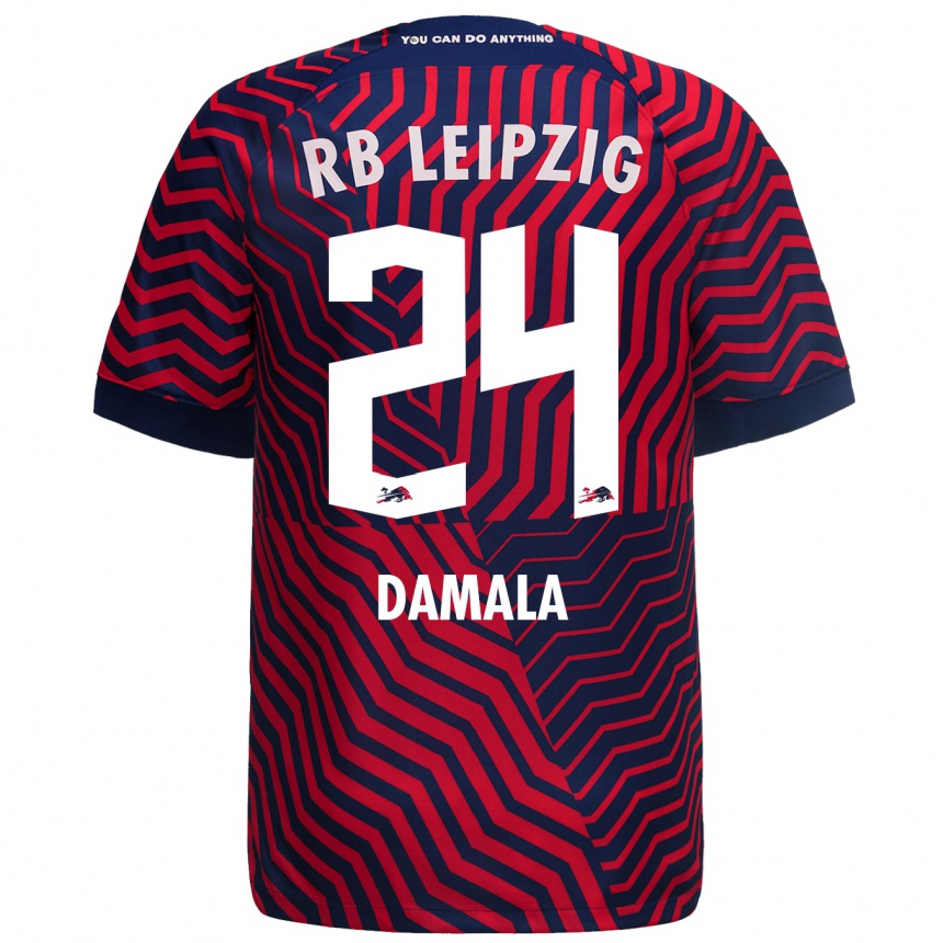Kinder Fußball Bilal Damala #24 Blau Rot Auswärtstrikot Trikot 2023/24 T-Shirt Luxemburg