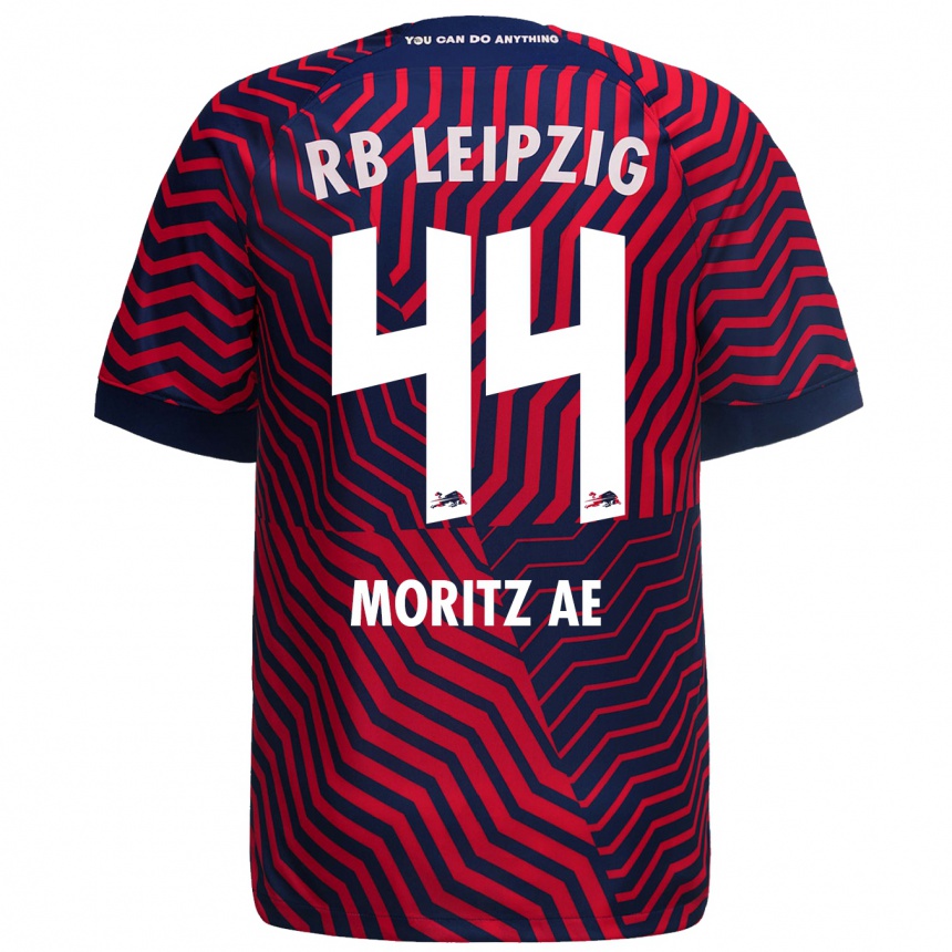 Kinder Fußball Moritz Aé #44 Blau Rot Auswärtstrikot Trikot 2023/24 T-Shirt Luxemburg