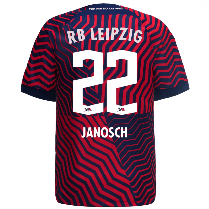 Kinder Fußball Luca Janosch #22 Blau Rot Auswärtstrikot Trikot 2023/24 T-Shirt Luxemburg