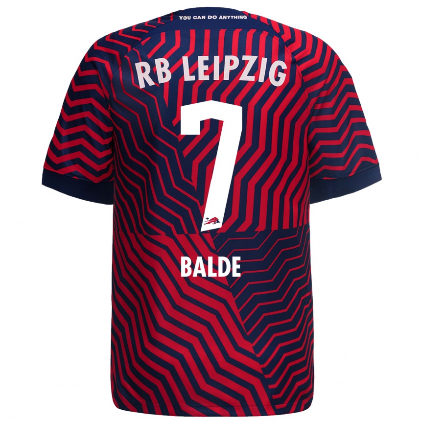 Kinder Fußball Mamadu Baldé #7 Blau Rot Auswärtstrikot Trikot 2023/24 T-Shirt Luxemburg