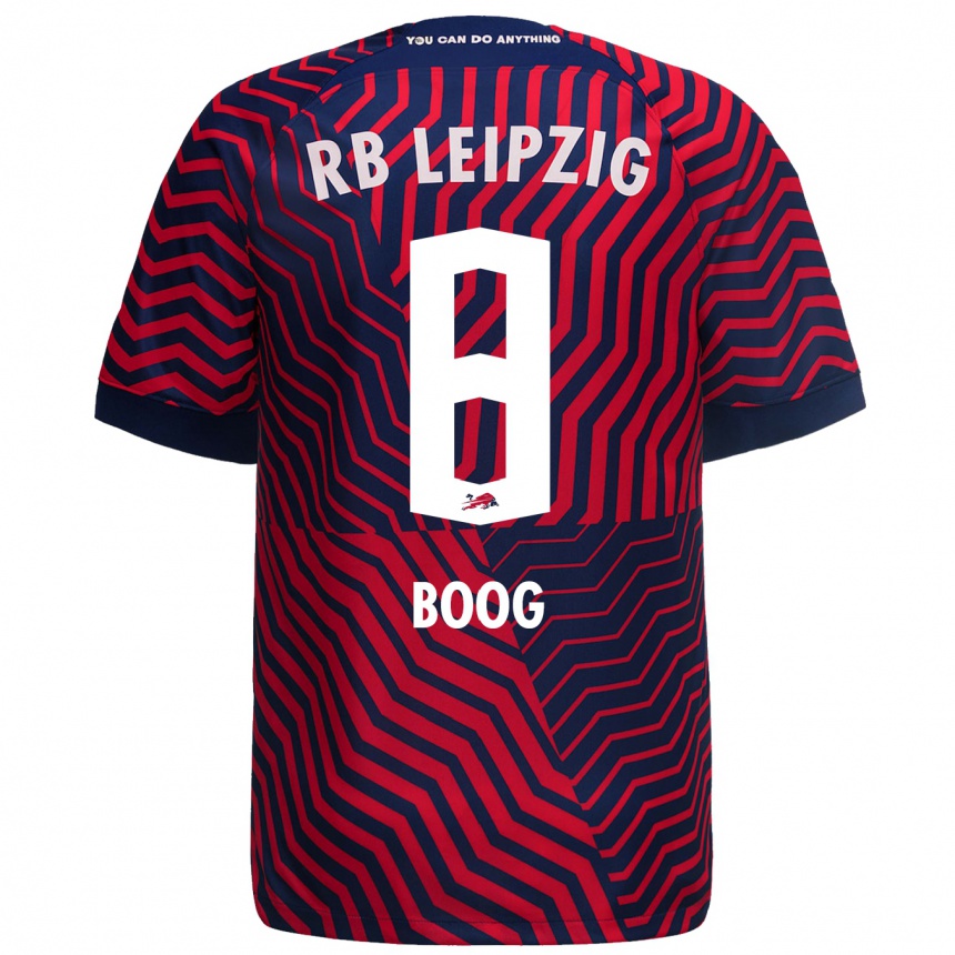 Kinder Fußball Miguel Boog #8 Blau Rot Auswärtstrikot Trikot 2023/24 T-Shirt Luxemburg