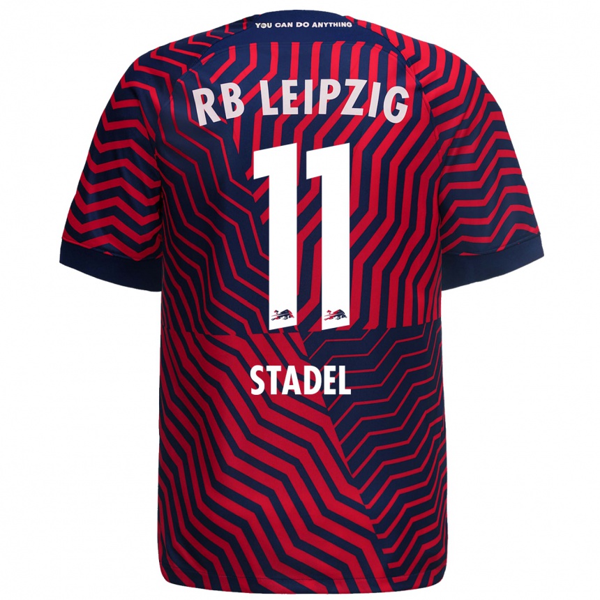 Kinder Fußball Maddox Stadel #11 Blau Rot Auswärtstrikot Trikot 2023/24 T-Shirt Luxemburg