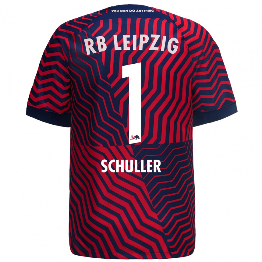 Kinder Fußball Gina Schüller #1 Blau Rot Auswärtstrikot Trikot 2023/24 T-Shirt Luxemburg