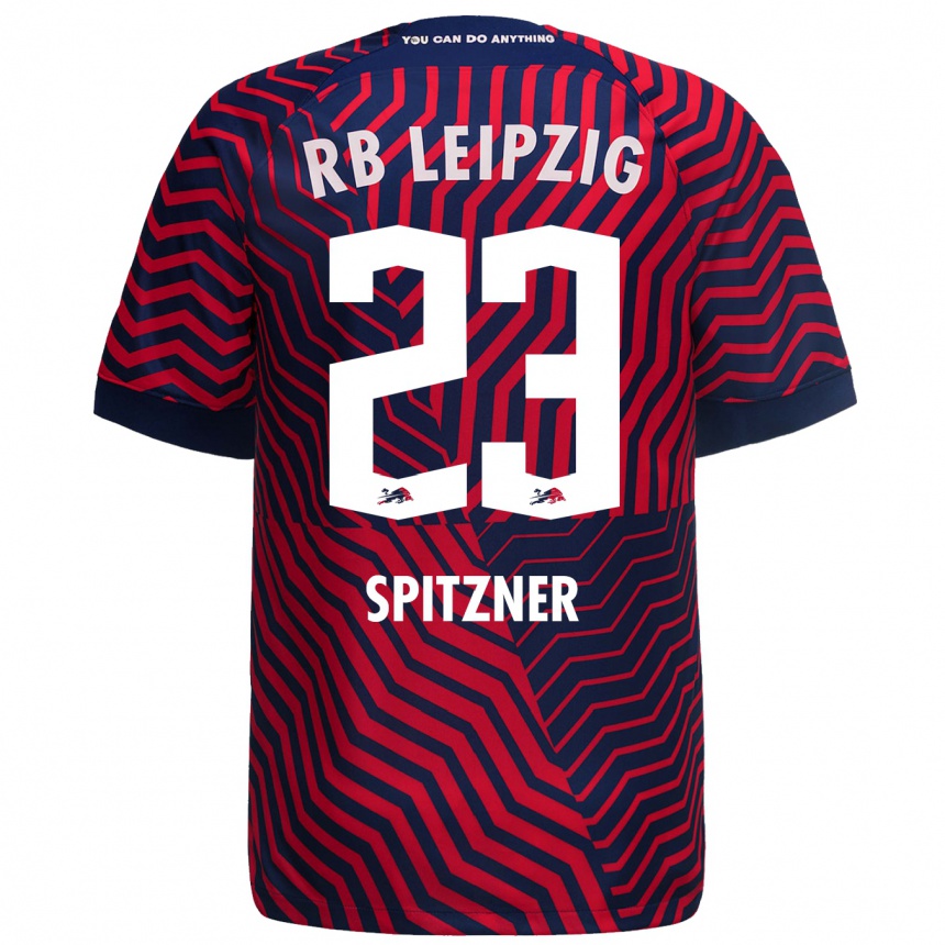 Kinder Fußball Kyra Spitzner #23 Blau Rot Auswärtstrikot Trikot 2023/24 T-Shirt Luxemburg