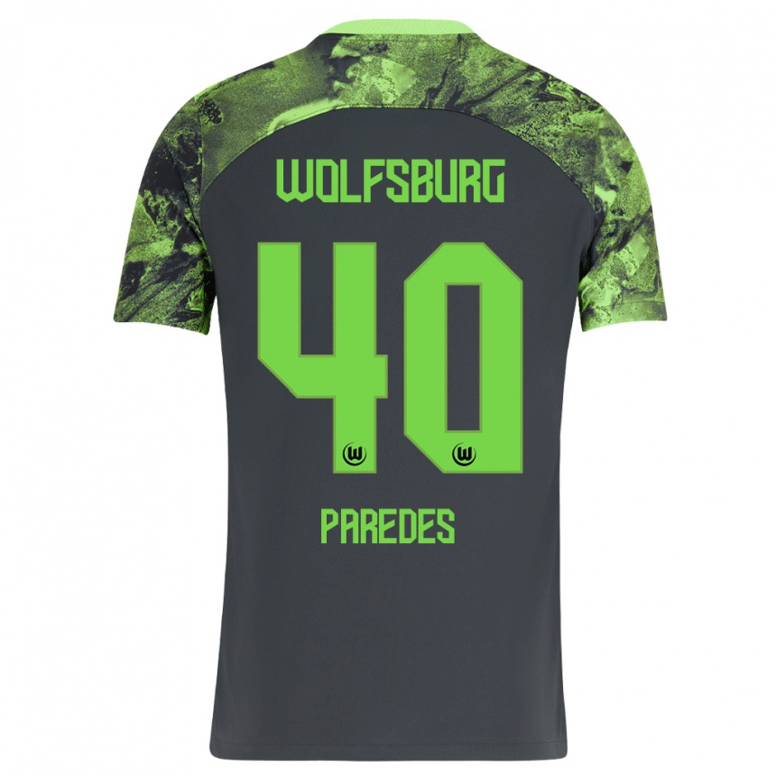 Kinder Fußball Kevin Paredes #40 Dunkelgrau Auswärtstrikot Trikot 2023/24 T-Shirt Luxemburg