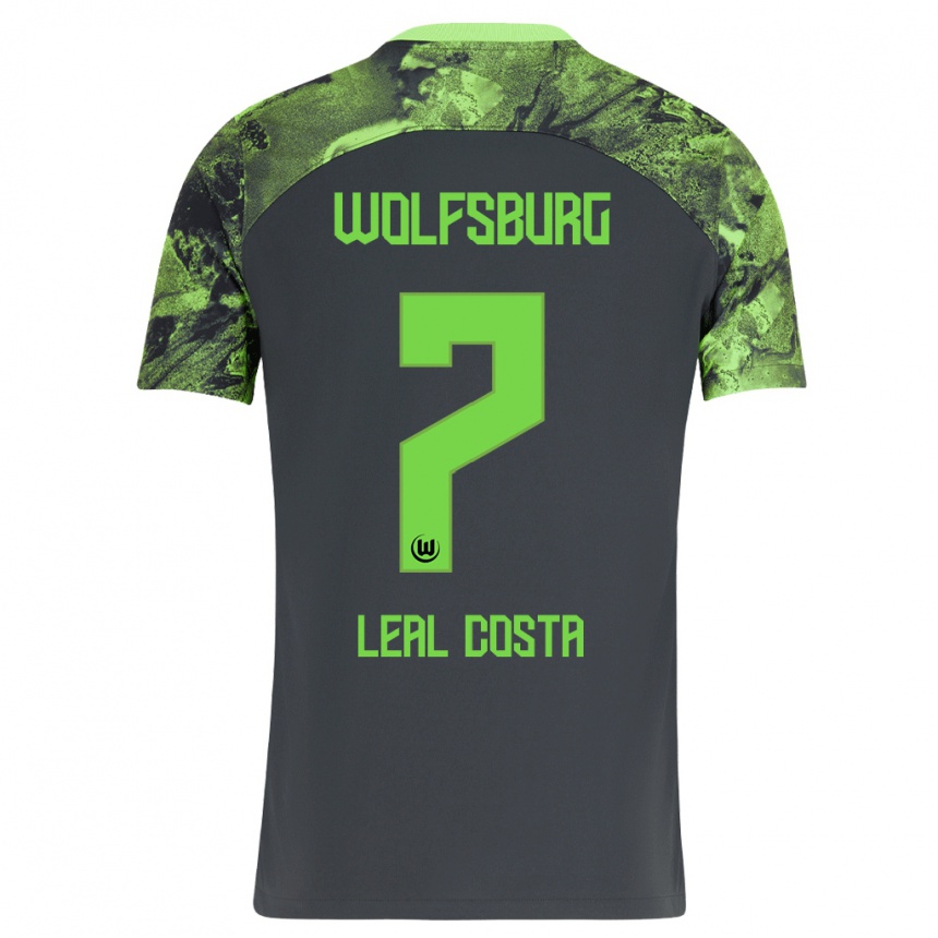 Kinder Fußball David Leal Costa #7 Dunkelgrau Auswärtstrikot Trikot 2023/24 T-Shirt Luxemburg