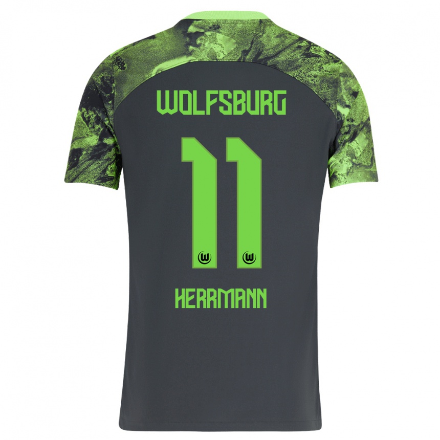 Kinder Fußball Max Herrmann #11 Dunkelgrau Auswärtstrikot Trikot 2023/24 T-Shirt Luxemburg