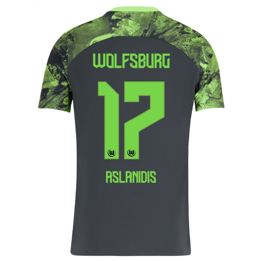 Kinder Fußball Elijas Aslanidis #17 Dunkelgrau Auswärtstrikot Trikot 2023/24 T-Shirt Luxemburg