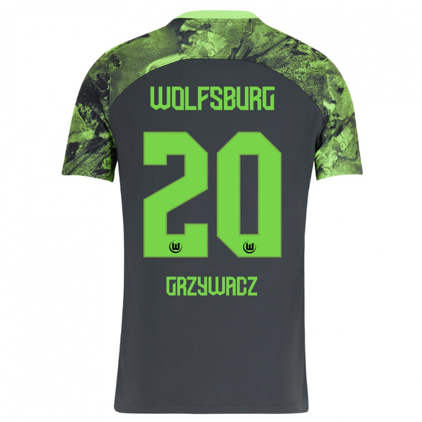 Kinder Fußball Eryk Grzywacz #20 Dunkelgrau Auswärtstrikot Trikot 2023/24 T-Shirt Luxemburg