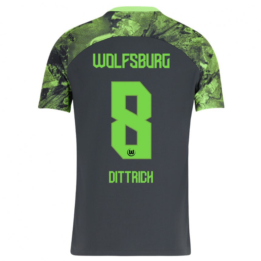 Kinder Fußball Elia Dittrich #8 Dunkelgrau Auswärtstrikot Trikot 2023/24 T-Shirt Luxemburg