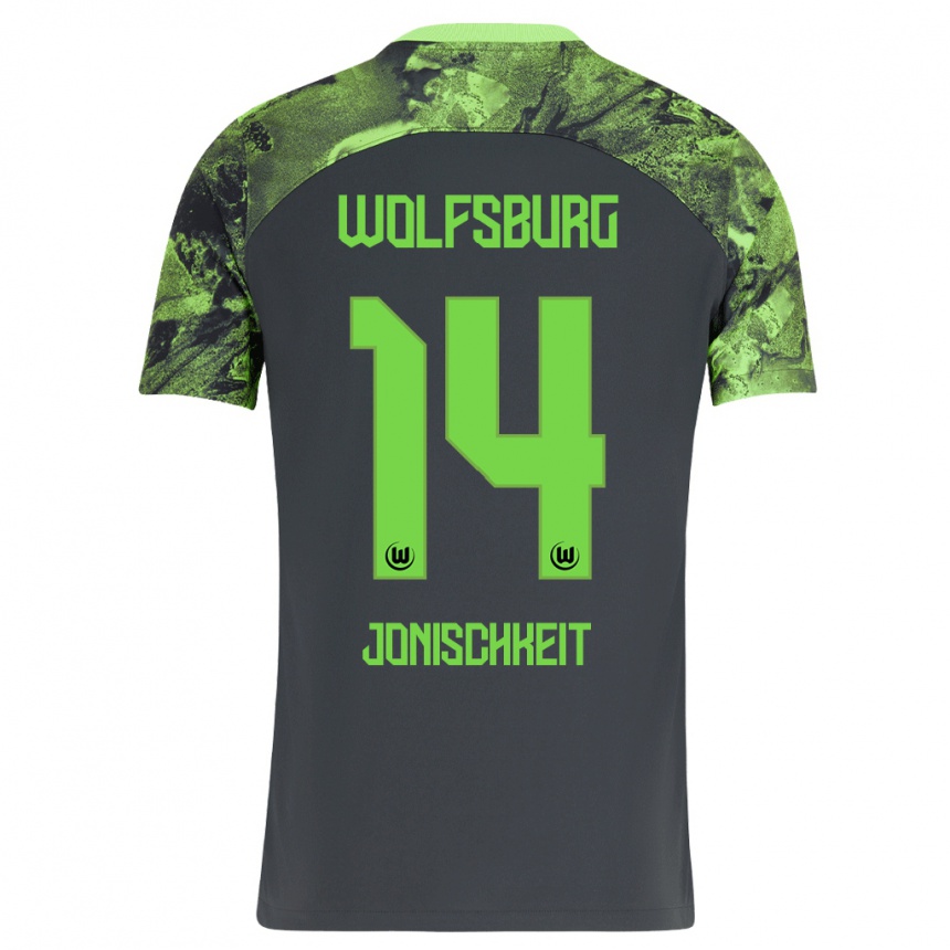 Kinder Fußball Jamal Jonischkeit #14 Dunkelgrau Auswärtstrikot Trikot 2023/24 T-Shirt Luxemburg