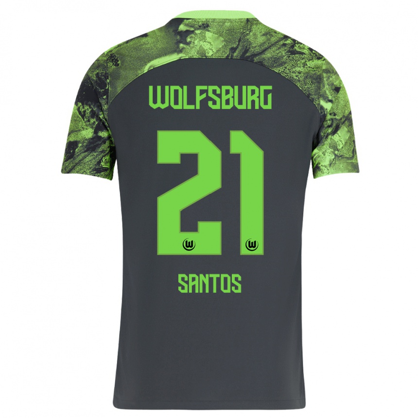 Kinder Fußball Leonardo Santos #21 Dunkelgrau Auswärtstrikot Trikot 2023/24 T-Shirt Luxemburg