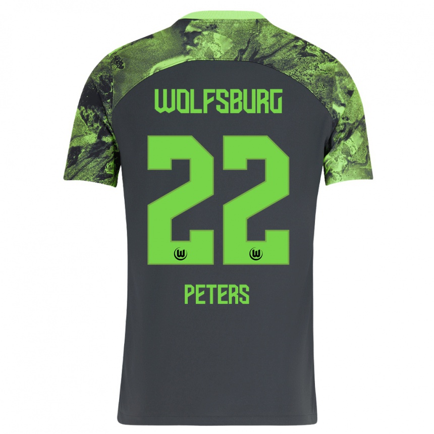 Kinder Fußball Laurin Peters #22 Dunkelgrau Auswärtstrikot Trikot 2023/24 T-Shirt Luxemburg