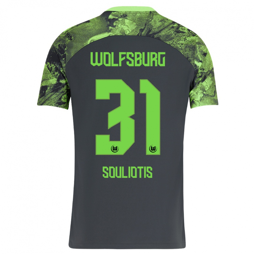 Kinder Fußball Spyridon Souliotis #31 Dunkelgrau Auswärtstrikot Trikot 2023/24 T-Shirt Luxemburg