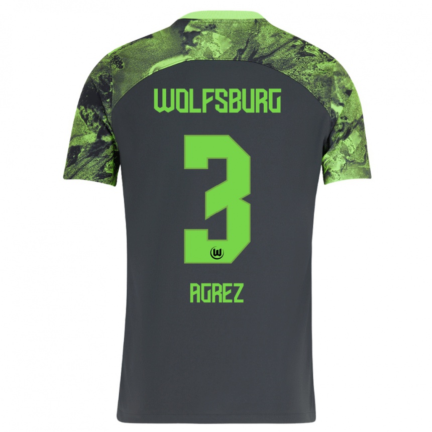 Kinder Fußball Sara Agrež #3 Dunkelgrau Auswärtstrikot Trikot 2023/24 T-Shirt Luxemburg