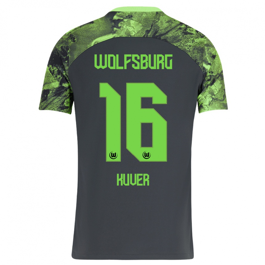 Kinder Fußball Camilla Küver #16 Dunkelgrau Auswärtstrikot Trikot 2023/24 T-Shirt Luxemburg