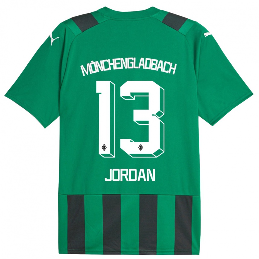 Kinder Fußball Jordan #13 Schwarz Grün Auswärtstrikot Trikot 2023/24 T-Shirt Luxemburg