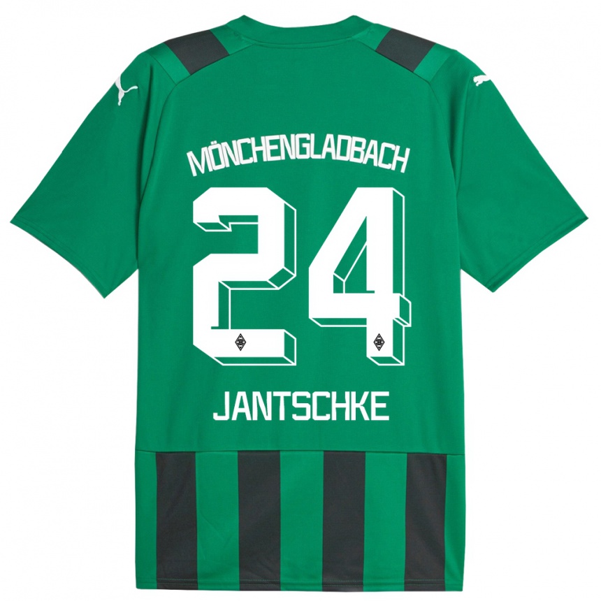 Kinder Fußball Tony Jantschke #24 Schwarz Grün Auswärtstrikot Trikot 2023/24 T-Shirt Luxemburg