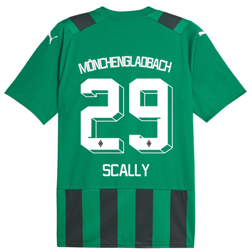 Kinder Fußball Joe Scally #29 Schwarz Grün Auswärtstrikot Trikot 2023/24 T-Shirt Luxemburg