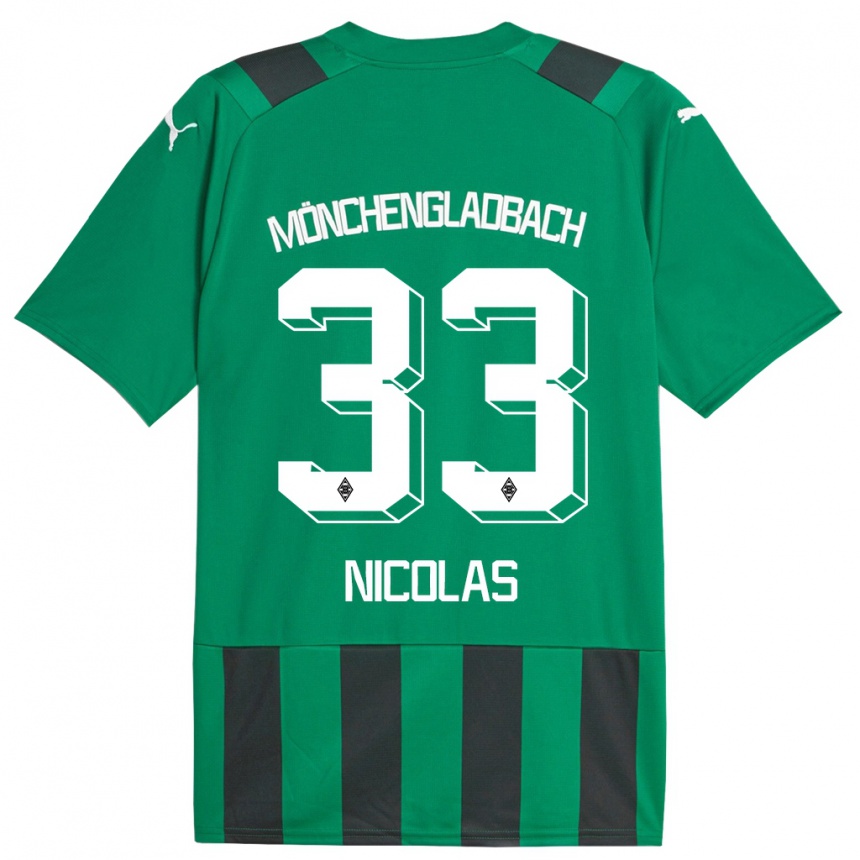 Kinder Fußball Moritz Nicolas #33 Schwarz Grün Auswärtstrikot Trikot 2023/24 T-Shirt Luxemburg
