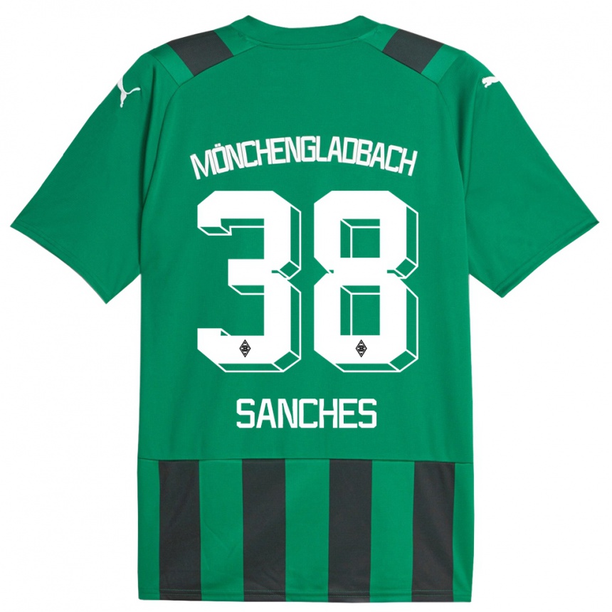 Kinder Fußball Yvandro Borges Sanches #38 Schwarz Grün Auswärtstrikot Trikot 2023/24 T-Shirt Luxemburg