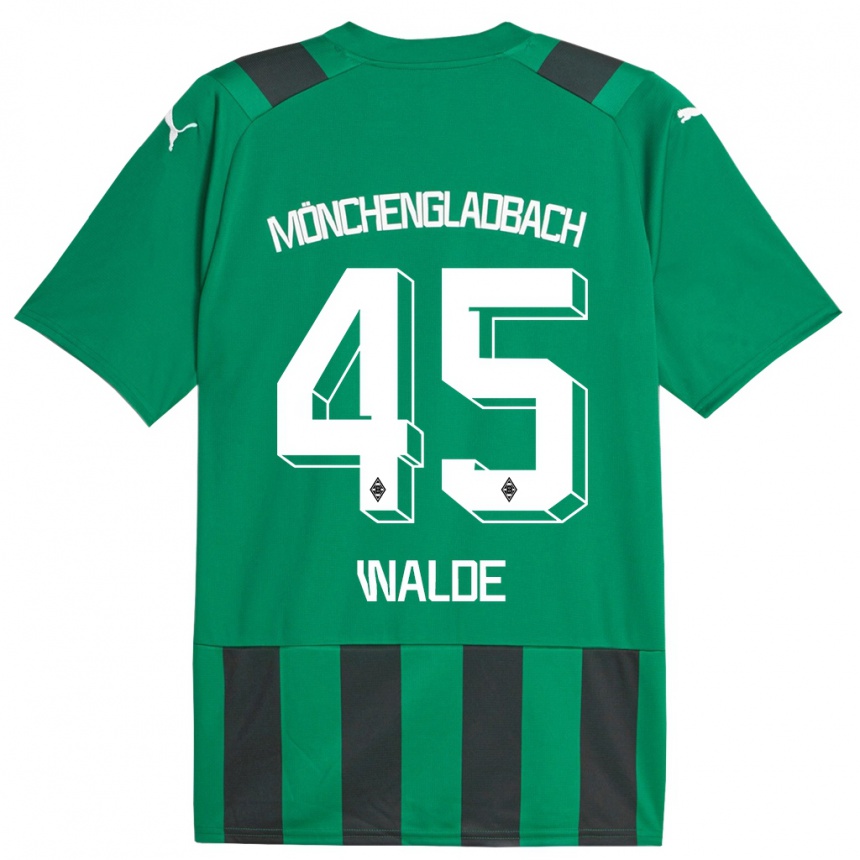 Kinder Fußball Simon Walde #45 Schwarz Grün Auswärtstrikot Trikot 2023/24 T-Shirt Luxemburg