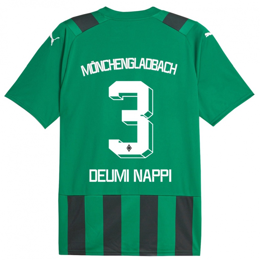 Kinder Fußball Dimitrie Deumi Nappi #3 Schwarz Grün Auswärtstrikot Trikot 2023/24 T-Shirt Luxemburg