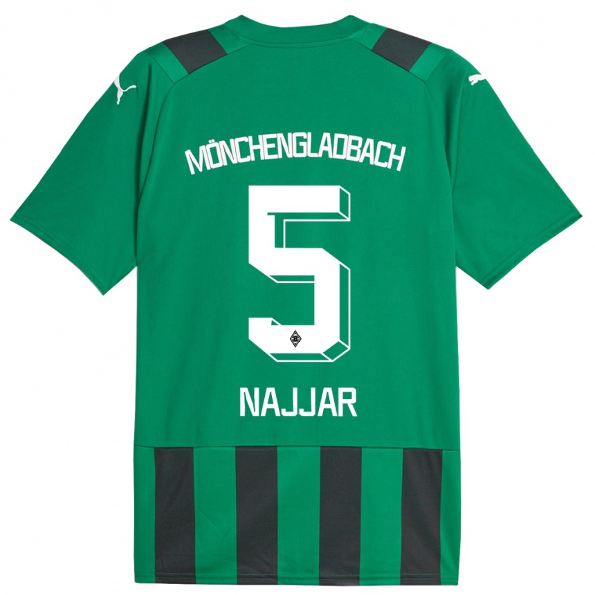 Kinder Fußball Jamil Najjar #5 Schwarz Grün Auswärtstrikot Trikot 2023/24 T-Shirt Luxemburg