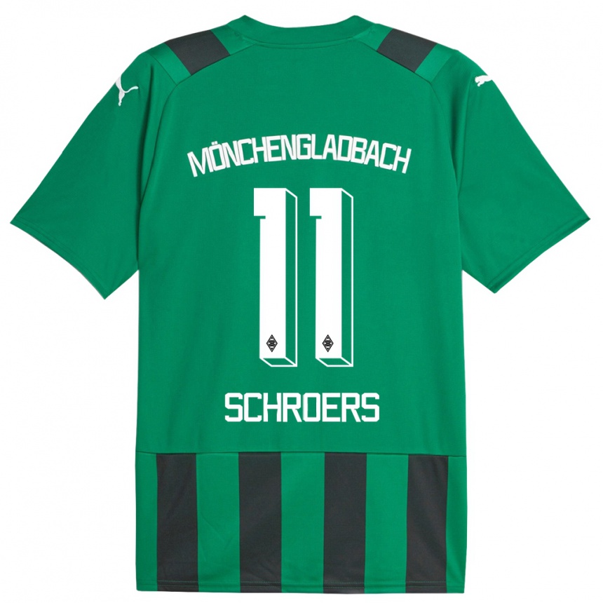 Kinder Fußball Mika Schroers #11 Schwarz Grün Auswärtstrikot Trikot 2023/24 T-Shirt Luxemburg