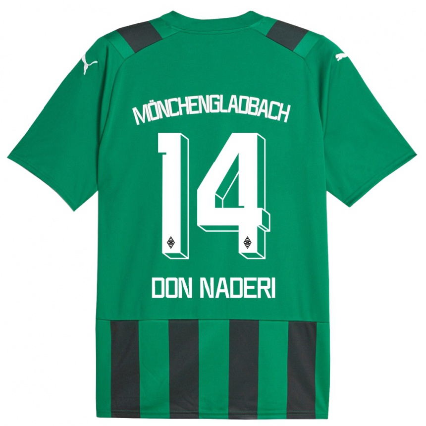 Kinder Fußball Ryan Don Naderi #14 Schwarz Grün Auswärtstrikot Trikot 2023/24 T-Shirt Luxemburg