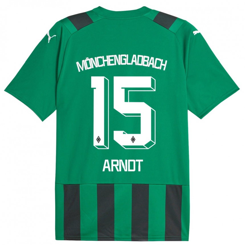 Kinder Fußball Leo Arndt #15 Schwarz Grün Auswärtstrikot Trikot 2023/24 T-Shirt Luxemburg