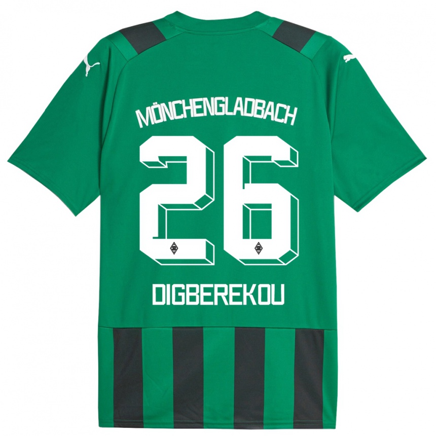 Kinder Fußball Ibrahim Digberekou #26 Schwarz Grün Auswärtstrikot Trikot 2023/24 T-Shirt Luxemburg