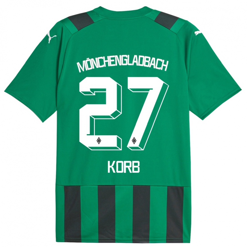 Kinder Fußball Julian Korb #27 Schwarz Grün Auswärtstrikot Trikot 2023/24 T-Shirt Luxemburg