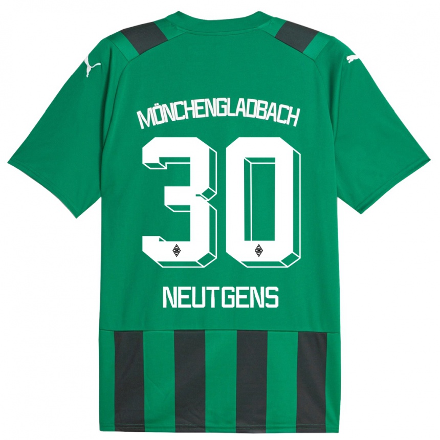 Kinder Fußball Maximilian Neutgens #30 Schwarz Grün Auswärtstrikot Trikot 2023/24 T-Shirt Luxemburg