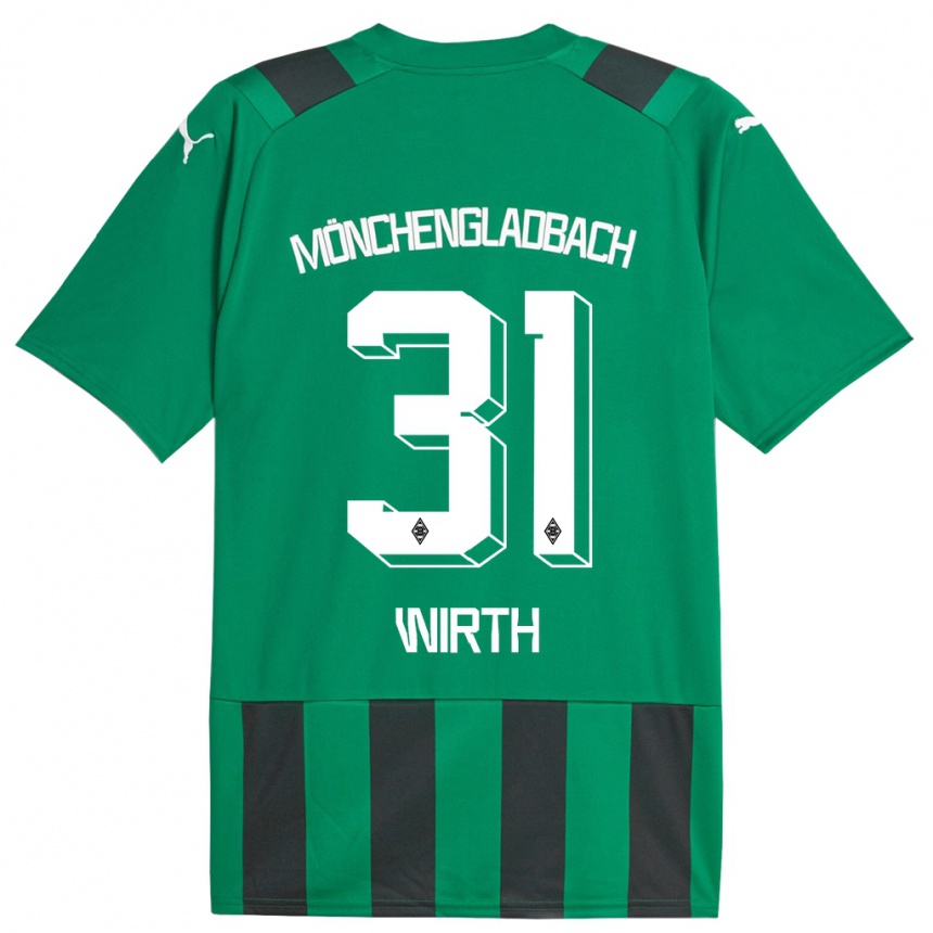 Kinder Fußball Linus Wirth #31 Schwarz Grün Auswärtstrikot Trikot 2023/24 T-Shirt Luxemburg