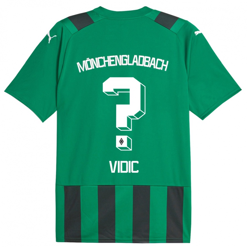 Kinder Fußball Nico Vidic #0 Schwarz Grün Auswärtstrikot Trikot 2023/24 T-Shirt Luxemburg