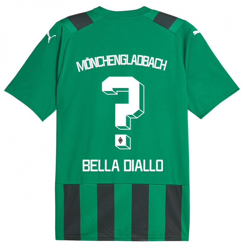 Kinder Fußball Oumar Bella Diallo #0 Schwarz Grün Auswärtstrikot Trikot 2023/24 T-Shirt Luxemburg