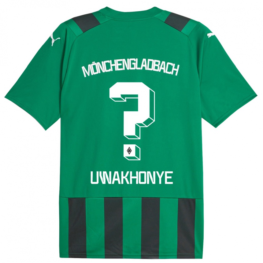 Kinder Fußball Josiah Uwakhonye #0 Schwarz Grün Auswärtstrikot Trikot 2023/24 T-Shirt Luxemburg