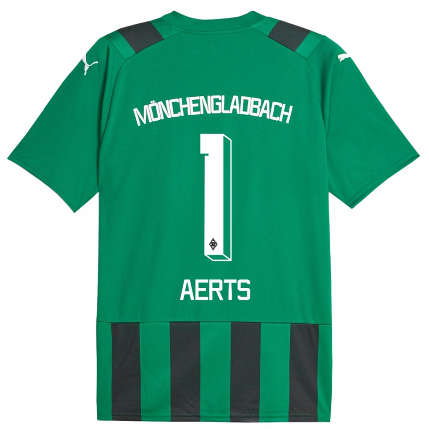 Kinder Fußball Liv Aerts #1 Schwarz Grün Auswärtstrikot Trikot 2023/24 T-Shirt Luxemburg