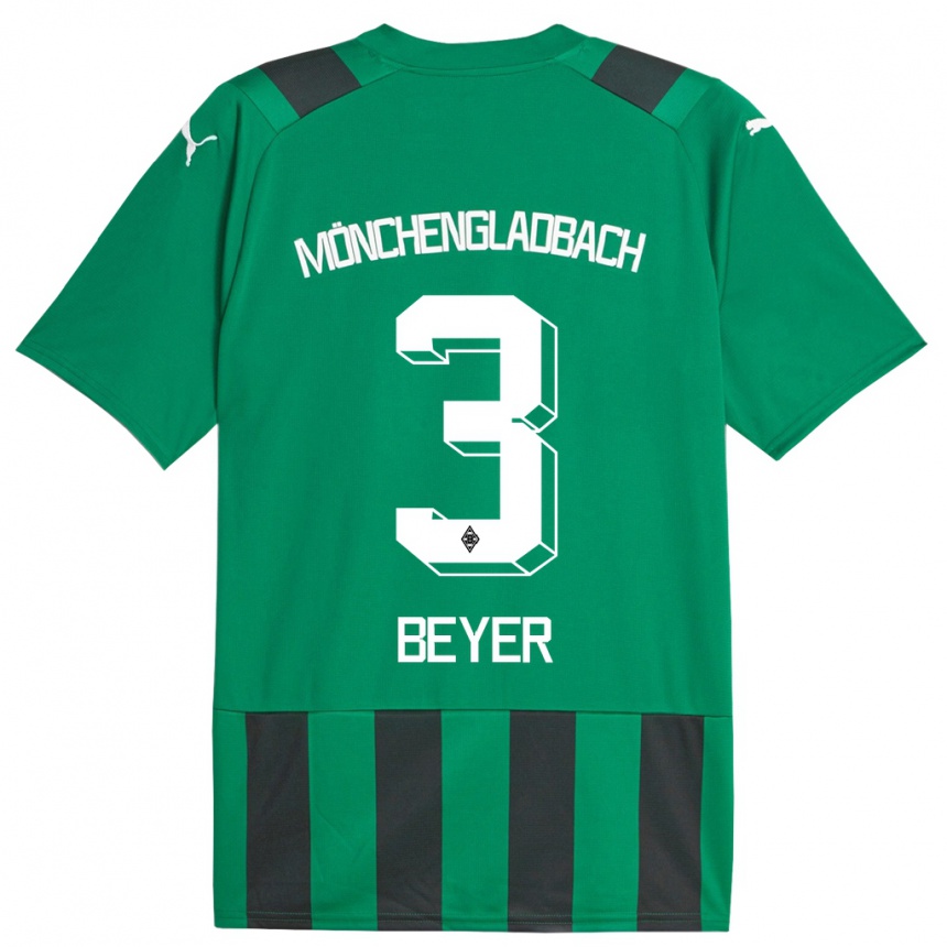 Kinder Fußball Pia Beyer #3 Schwarz Grün Auswärtstrikot Trikot 2023/24 T-Shirt Luxemburg